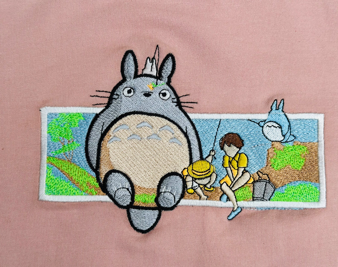 “Totoro”Oversized Drop shoulder Embroidered T-Shirt”