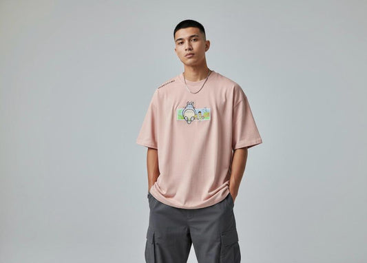 “Totoro”Oversized Drop shoulder Embroidered T-Shirt”