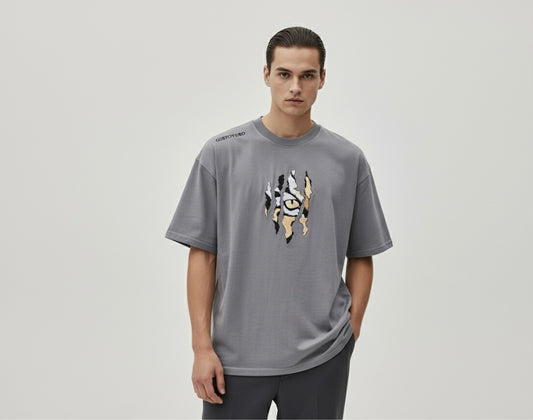 “Tiger eyes” Oversized drop shoulder T-shirt