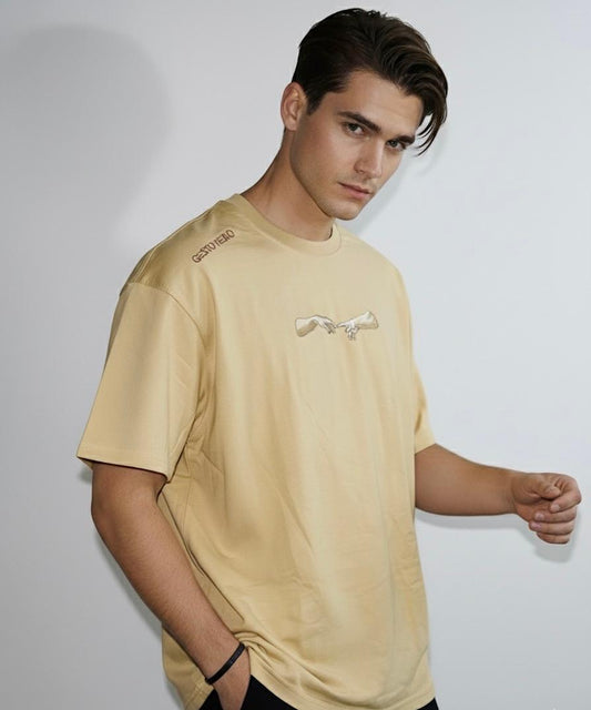 "Creation Hands" Oversized Drop shoulder Embroidered T-Shirt”